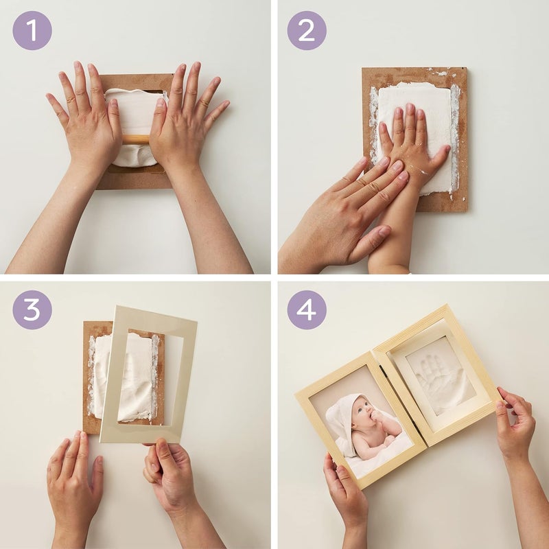 chuckle - Baby Hand & Foot Clay Print Photo Frame Keepsake Kit - Gift for Mothers Day, New Mum and Parents and Newborn Baby Shower Party and Nursery Room Decoration - Pine - Image 3